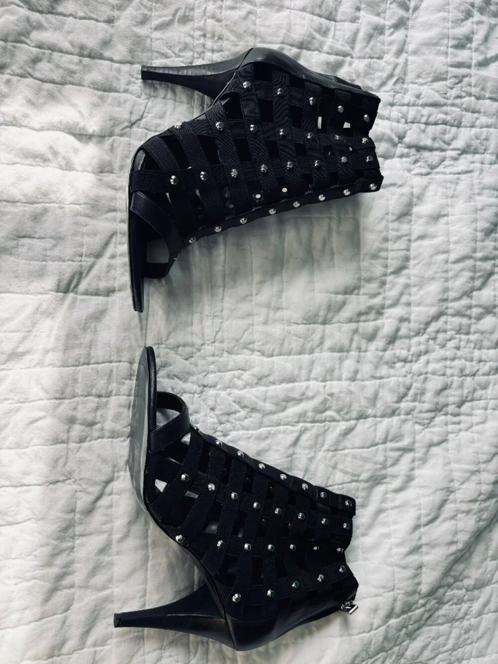 Michael Kors Black Studded Strappy High Heel Sandals Size 10M With Original Box